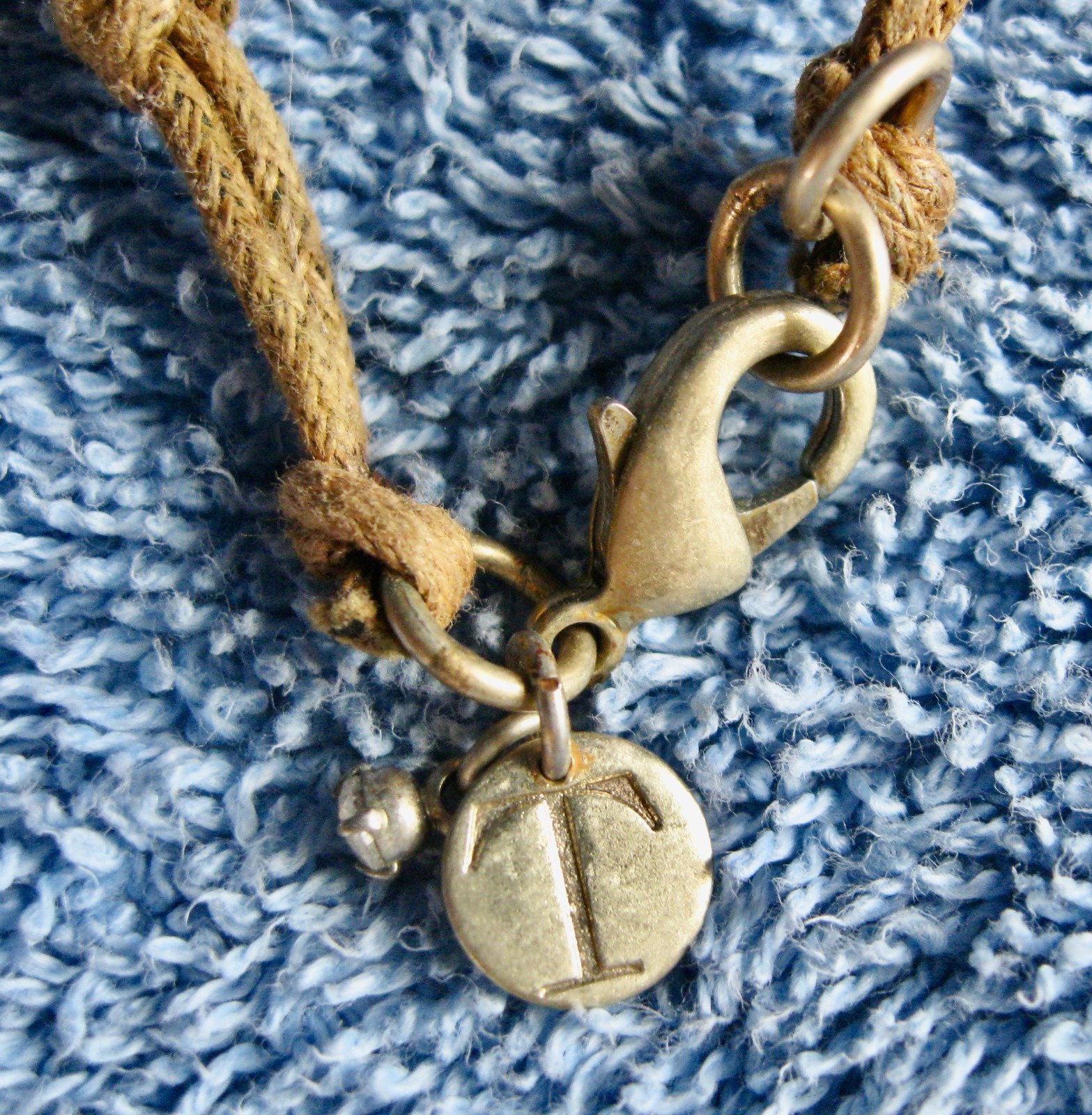“T” Logo FLOATING 3 STRAND Orange Turquoise Beaded Necklace; Chain; Cord Lobster