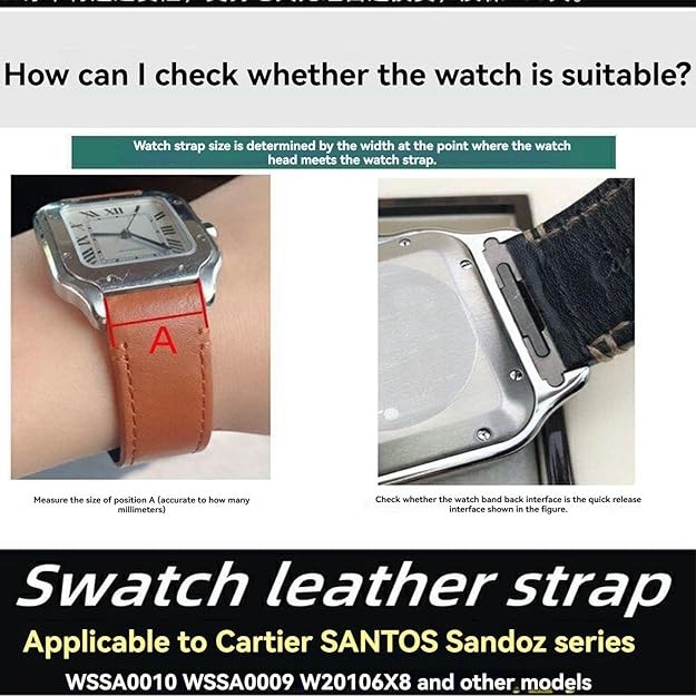 Brown orange Cartier Santos 21mm Genuine leather strap with gold buckle.