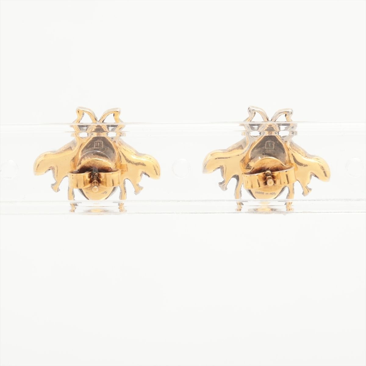 Gucci Bee Stud Earrings Faux Pearl GG Logo Gold Earrings Rhinestone Interlocking