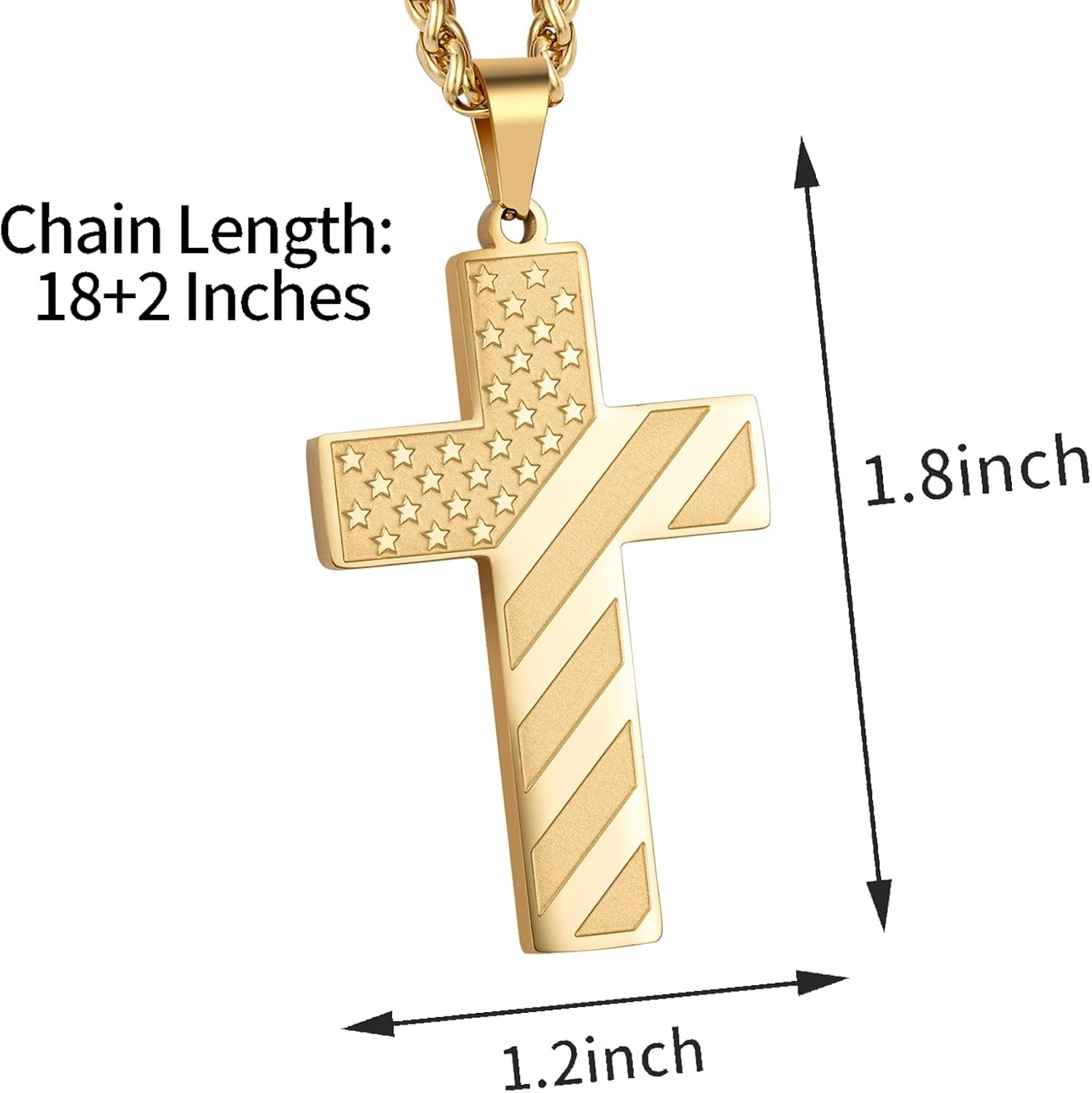 Patriotic American Flag Cross Necklace – Elegant Religious Jewelry for All Ages