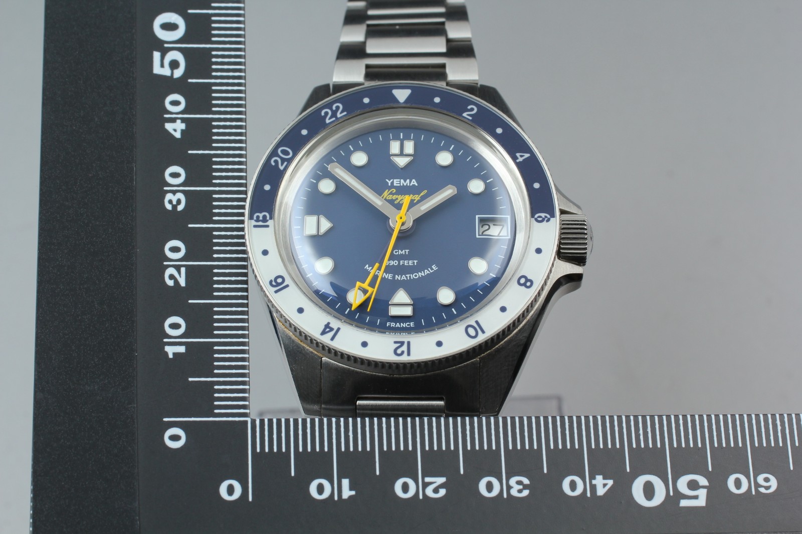 [w/Box, Paper ] YEMA Navy Graph Marine National GMT YNAV23MN-AMS Auto Date Watch