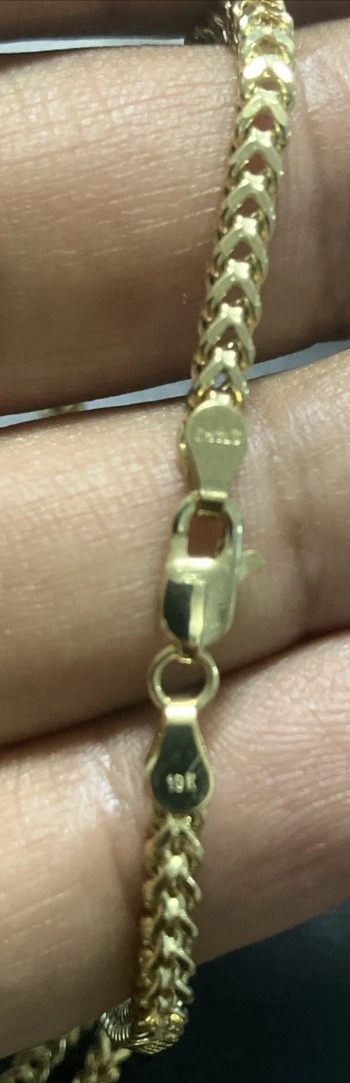 10k Franco Real Gold Semi-Solid/Hollow Chain 11grams 26” 3×2.5mm Starz Brand NWT