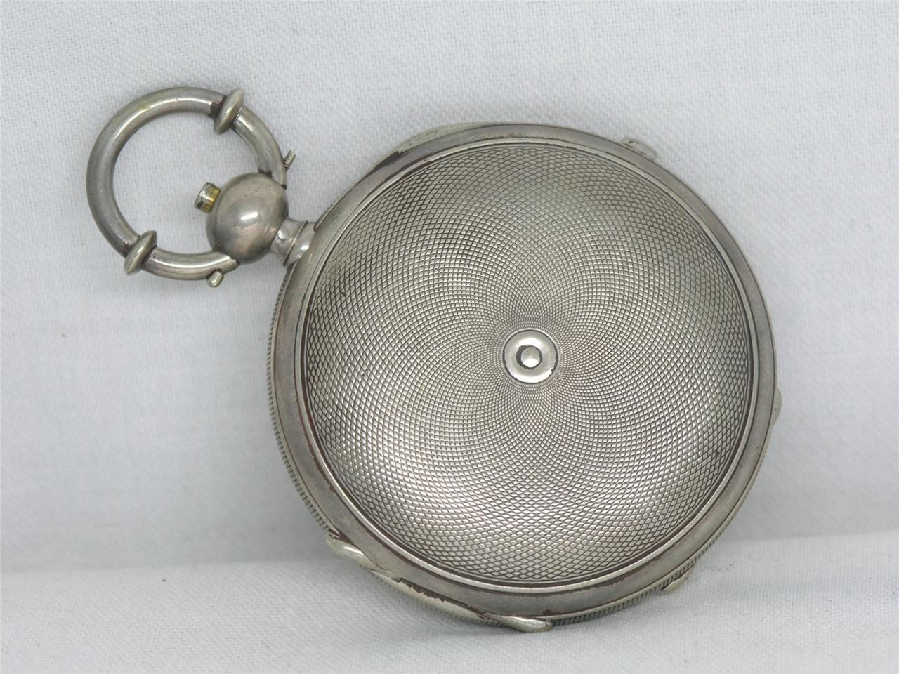 ANTIQUE 57MM HUGUENIN 1/4 JUMP SECONDS POCKETWATCH, ORIGINAL CASE, RUNNING!