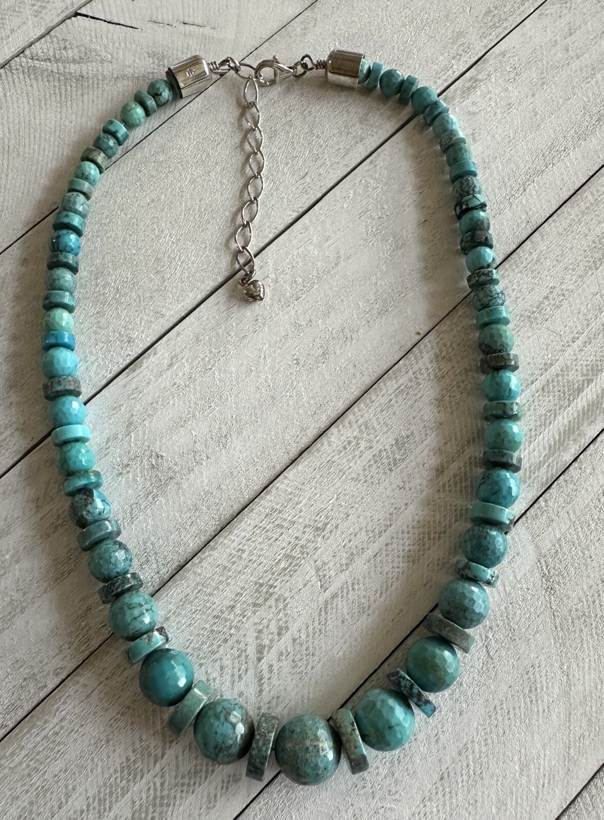 MINE FINDS by JAY KING Rare Faceted Hubei Turquoise Necklace, Sterling Silver