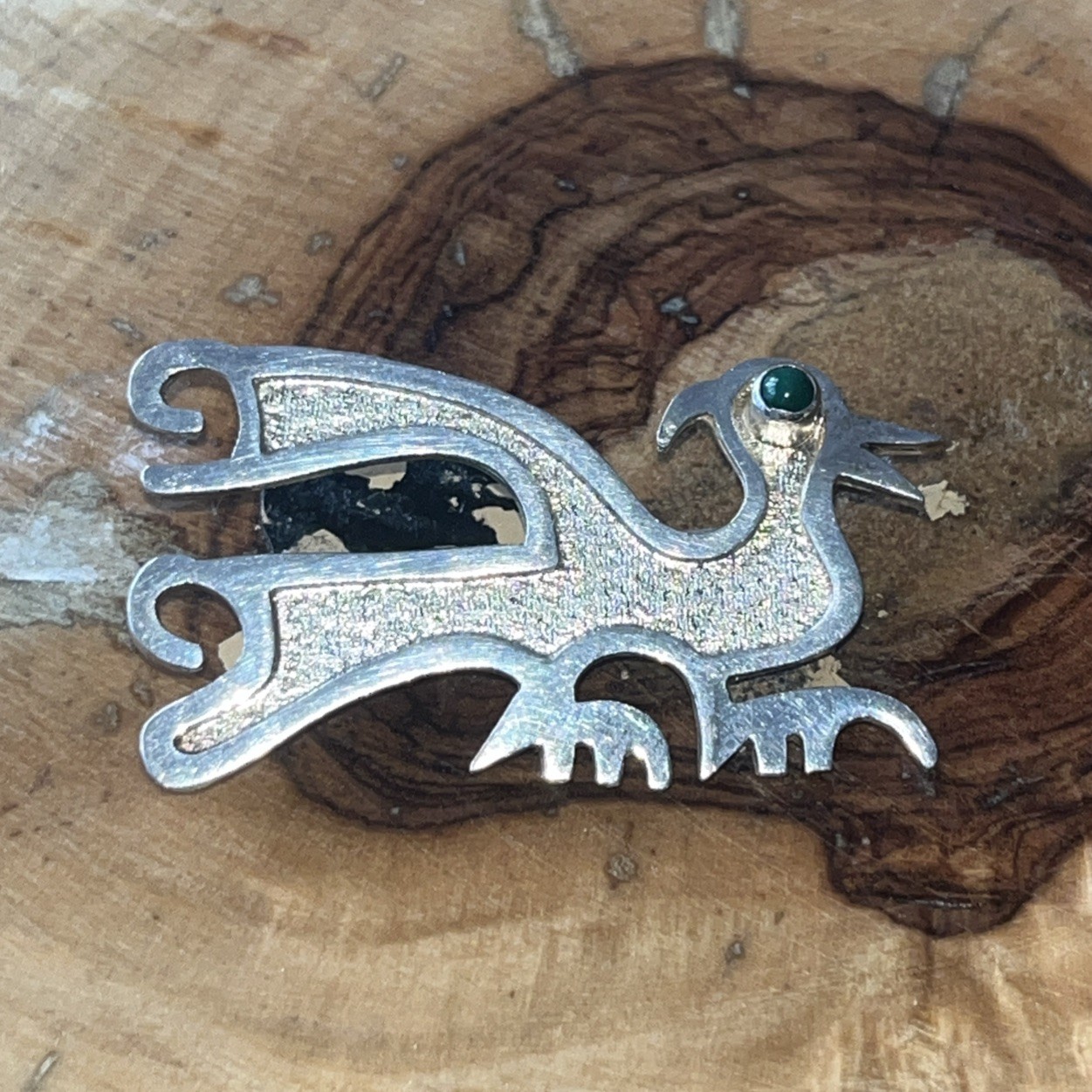 Vintage South American Sterling Silver 925 Brooch Of A Mythical Bird Ecuador