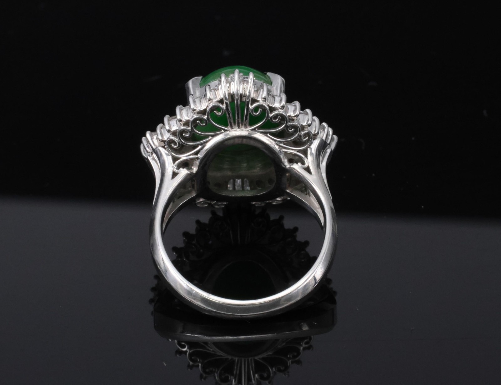 5.59ct GIA Natural Burmese Jadeite Jade 1.10ct Diamond Platinum Ring, Size 5.75