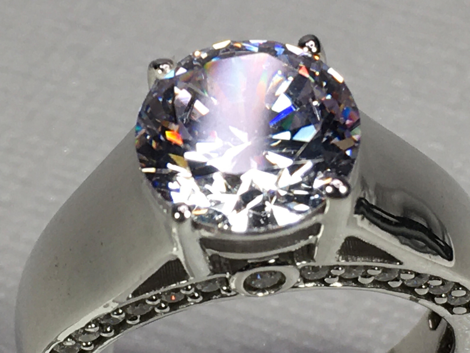 CHARLES WINSTON BELLA LUCE 7.83 CTW ZIRCONIA RHODIUM OVER STERLING RING SIZE 9