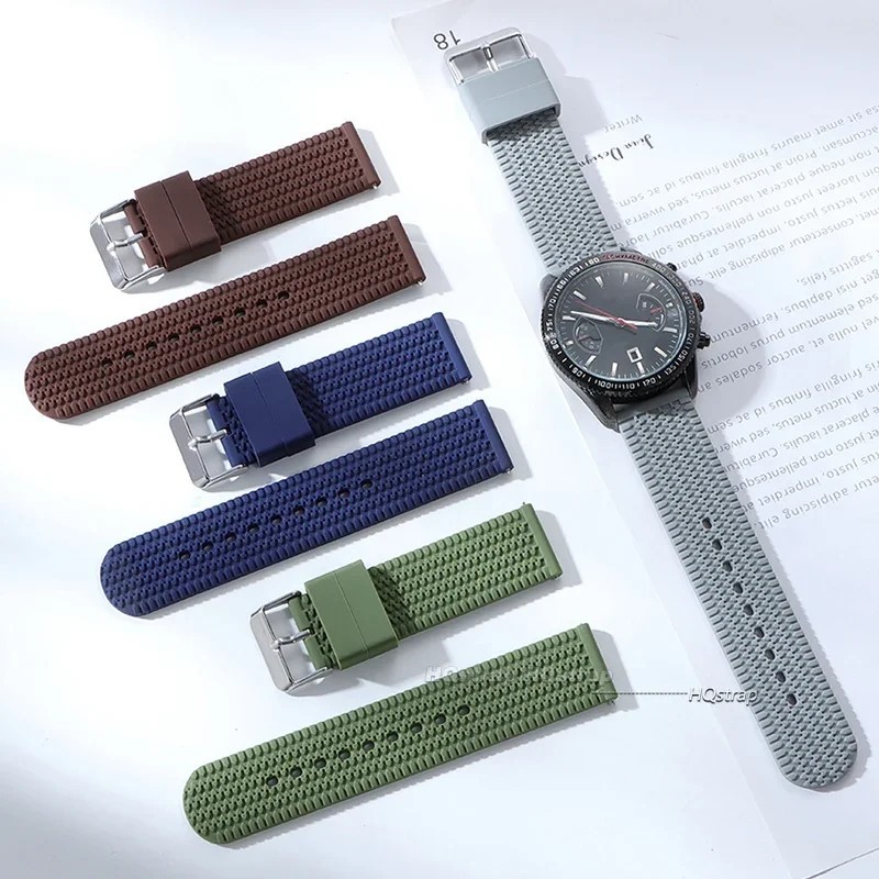 22mm Waffle Rubber Watch Band Quick Release Silicone Strap for Seiko Diver SKX