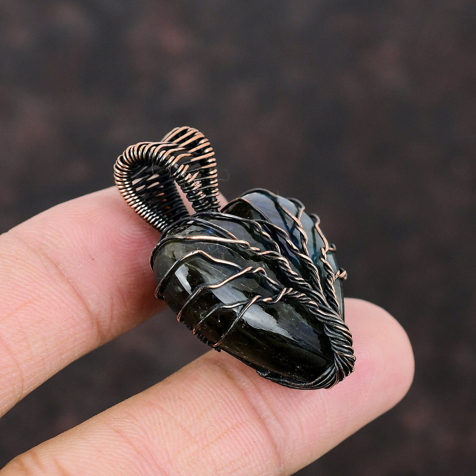 Labradorite Jewelry Copper Love Gift Wire Wrapped Tree Of Life Pendant 1.61″