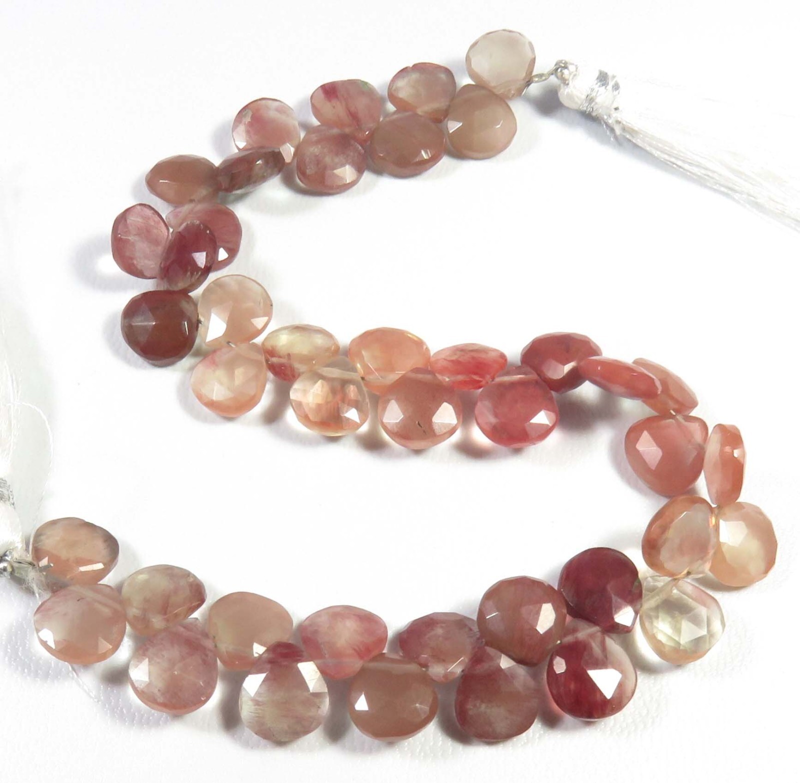 Top Natural Brown Red Andesine Gems Heart Faceted Beads 8-8.5mm 8″Strand GV-3373