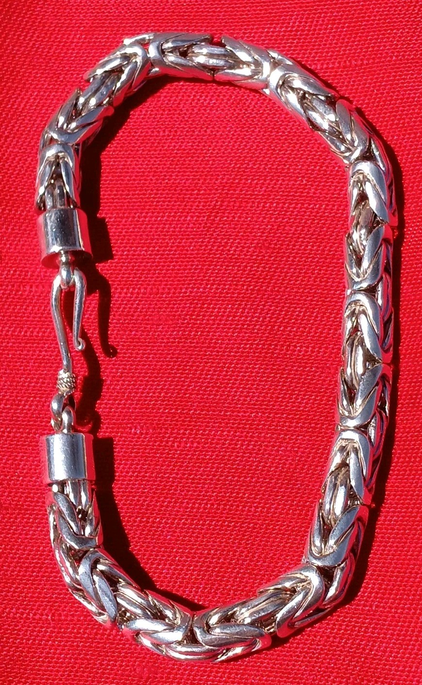 Huge Byzantine Link Rope Chain Bracelet. Solid Sterling Silver 68.3 Grams. 9″