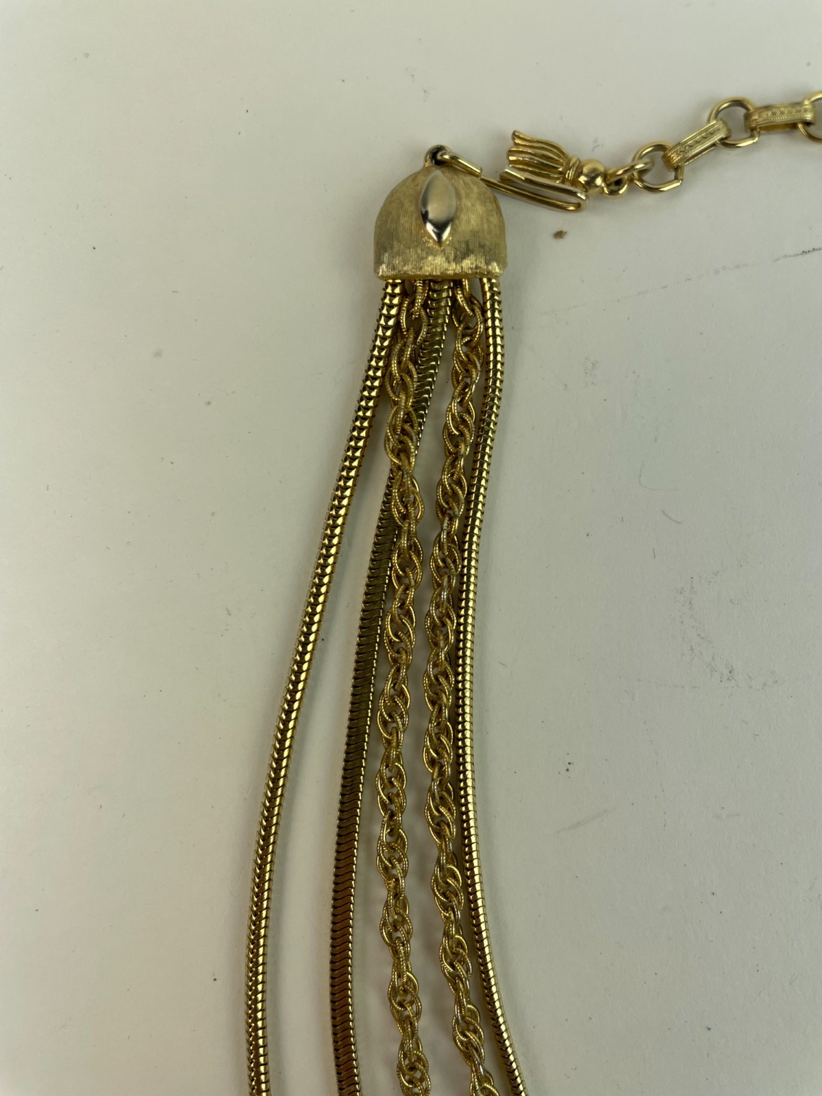 VTG 50s Gold Plate Multi Strand Choker Necklace 16.5”