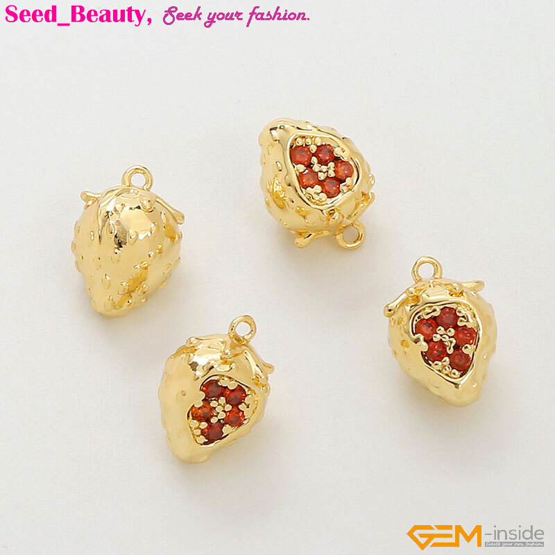 18k Gold Filled Plant Fruit Crystal Charm Pendant Bead Jewelry Making Not plated