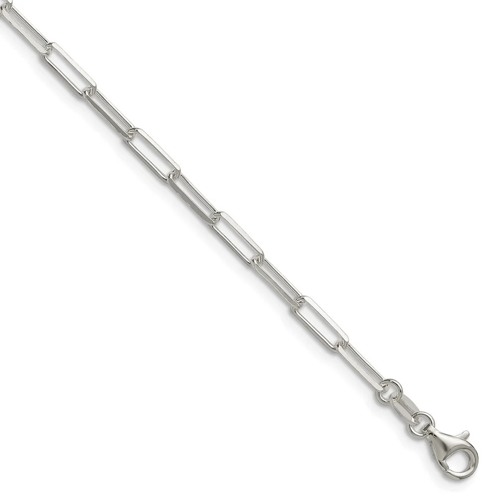 Sterling Silver 3.1mm Diamond-Cut Paperclip Chain Bracelet 7″-8″