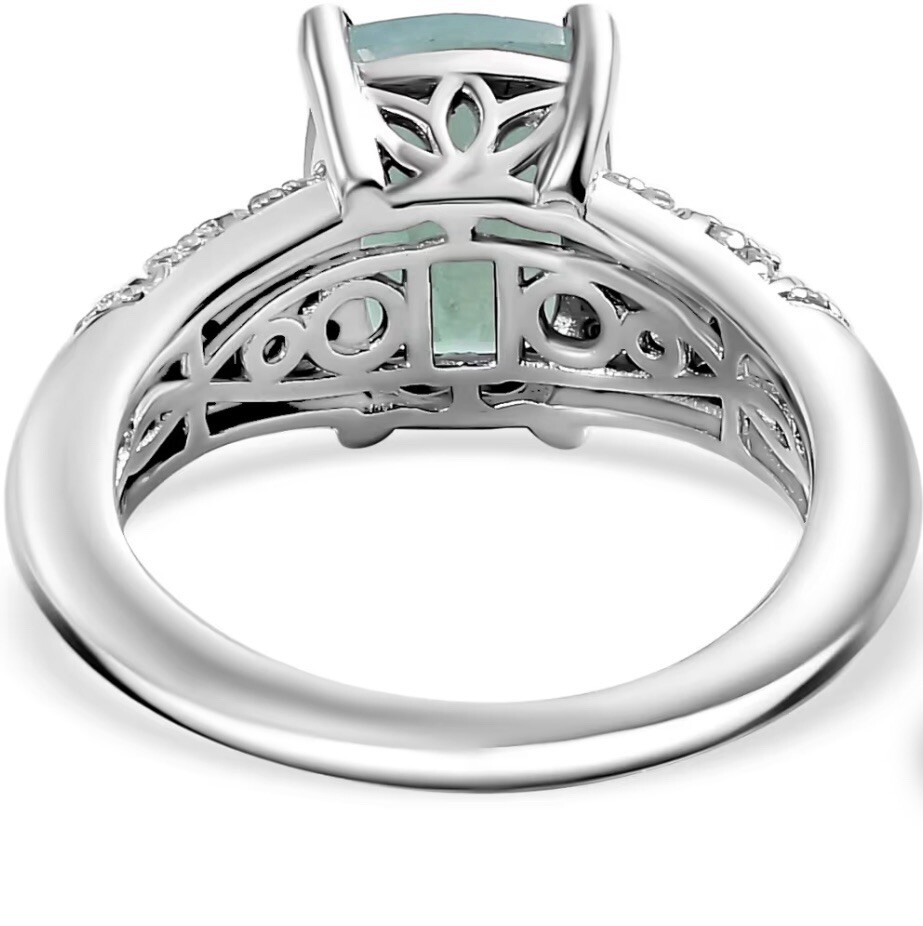 Grandidierite and White Zircon 3.75 ctw Ring In Sterling Silver