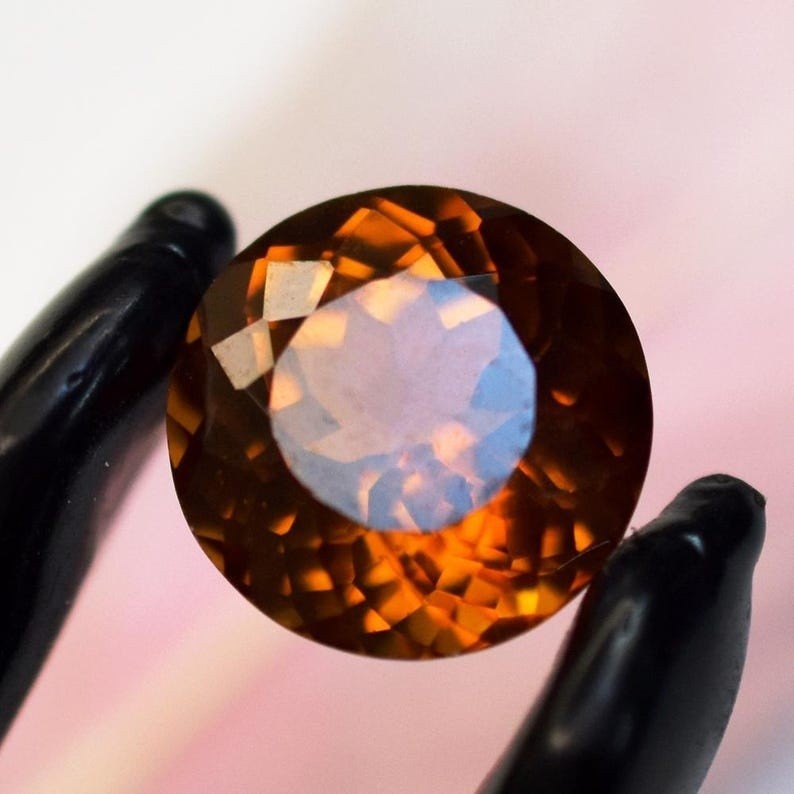 8.19 Ct Natural Orange Sapphire Round Cut Ring Making Loose Gemstone