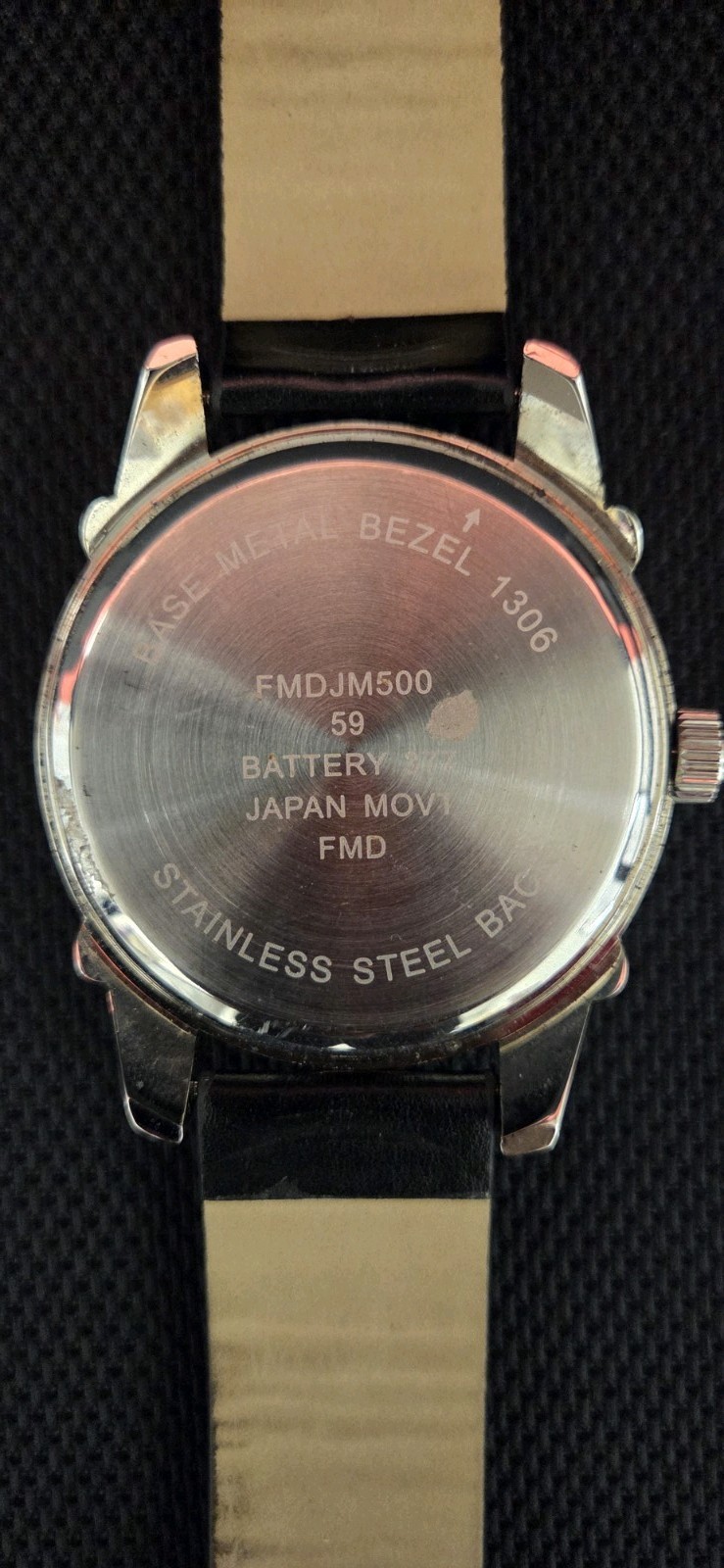 FMD JM500 Quartz Analog Watch Silver Textured Dial Steel Case Black/Brown