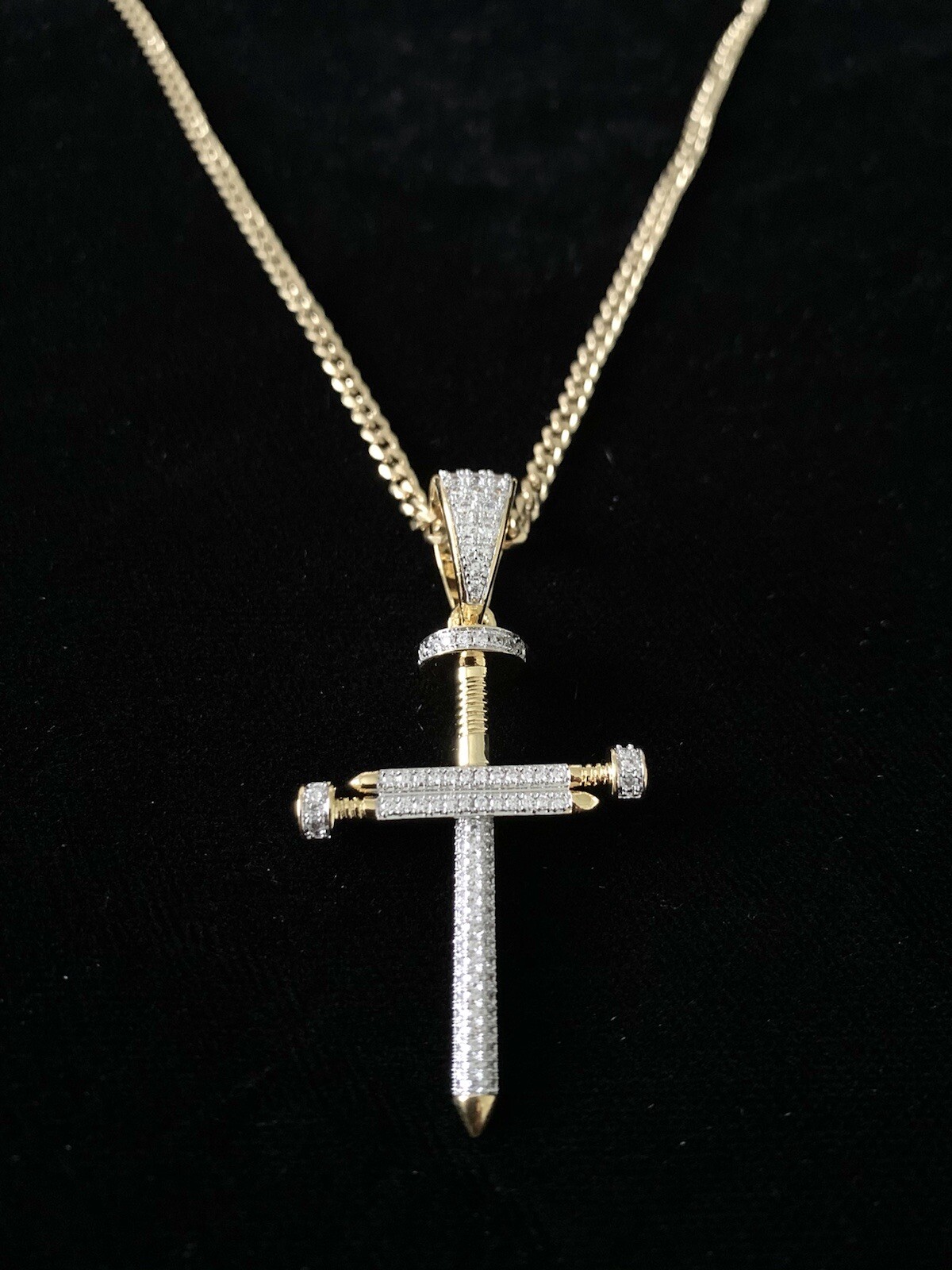Real 18K Gold Lab Diamonds CROSS Pendant Chain Necklace *LIFETIME WARRANTY*