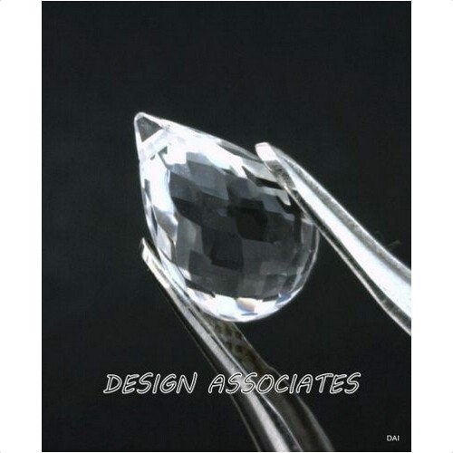 DIAMOND QUARTZ 7 x 5 MM DROP BRIOLETTE SIDE DRILLED NATURAL 6 PIECE SET F-3585