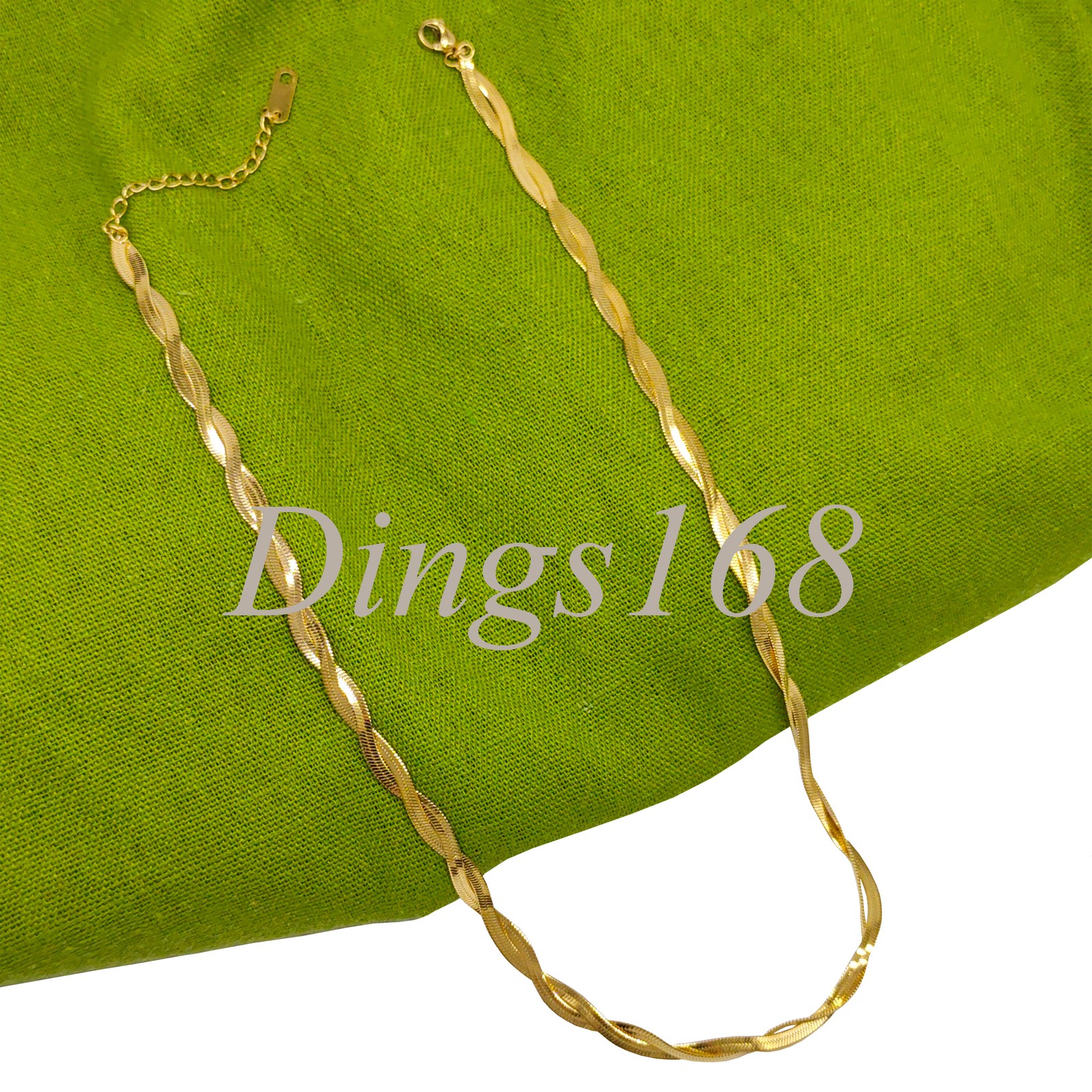 Solid 18K Yellow Gold Filled 16+2 inch 5 mm 2-Mirror Cross Herringbone Necklace