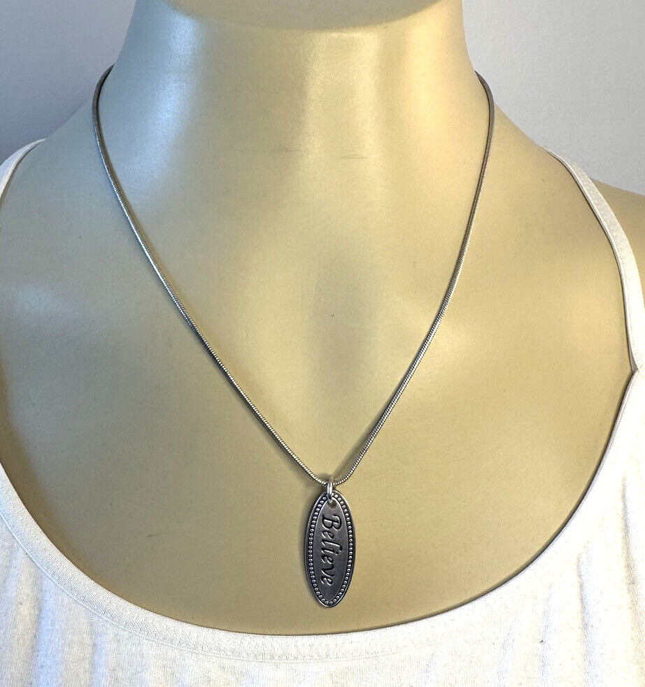 Premier Designs Believe Pendant Necklace Silver Tone Finish 112
