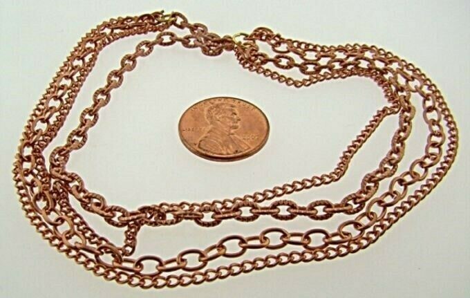 12 VINTAGE COPPER COATED STEEL 4 CHAIN 10″ SPRING RING SECTIONS N14