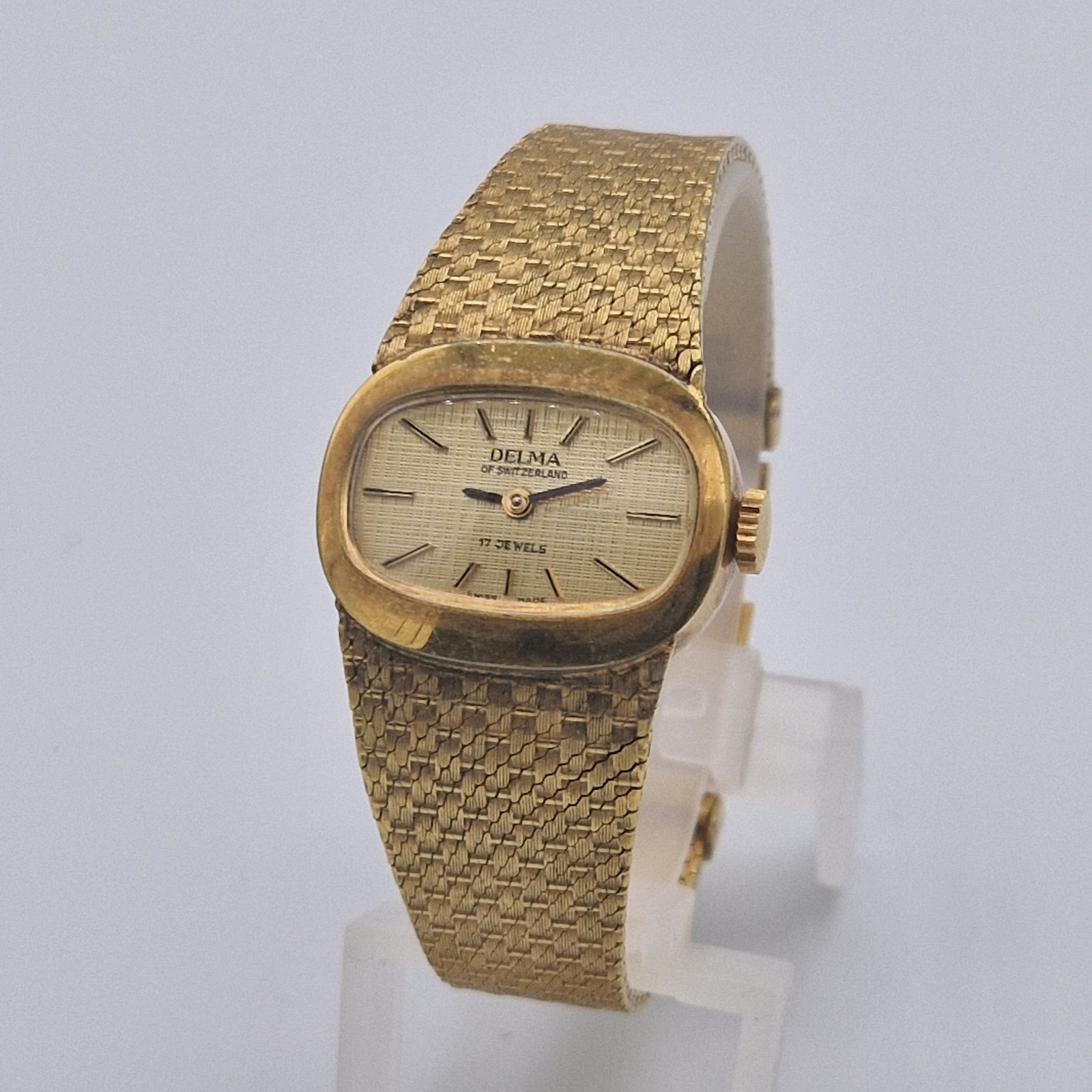 Vintage DELMA Ladies Swiss Mechanical Hand-Wind Watch 17 Jewels Gold Tone