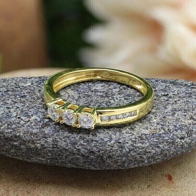 2.5Ct Round Cut Lab Created Diamond Engagement Band Ring 14k Yellow Gold Plated