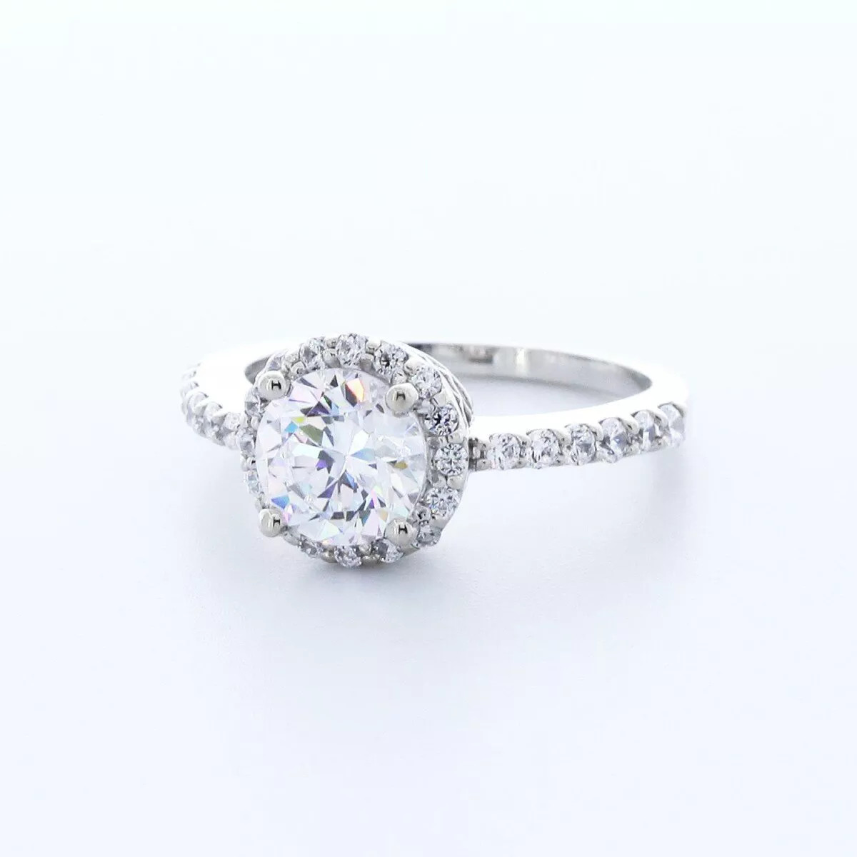 14K Gold Side Stone Engagement Ring Halo 1.89 CT Round Lab-Grown Diamond G VS1