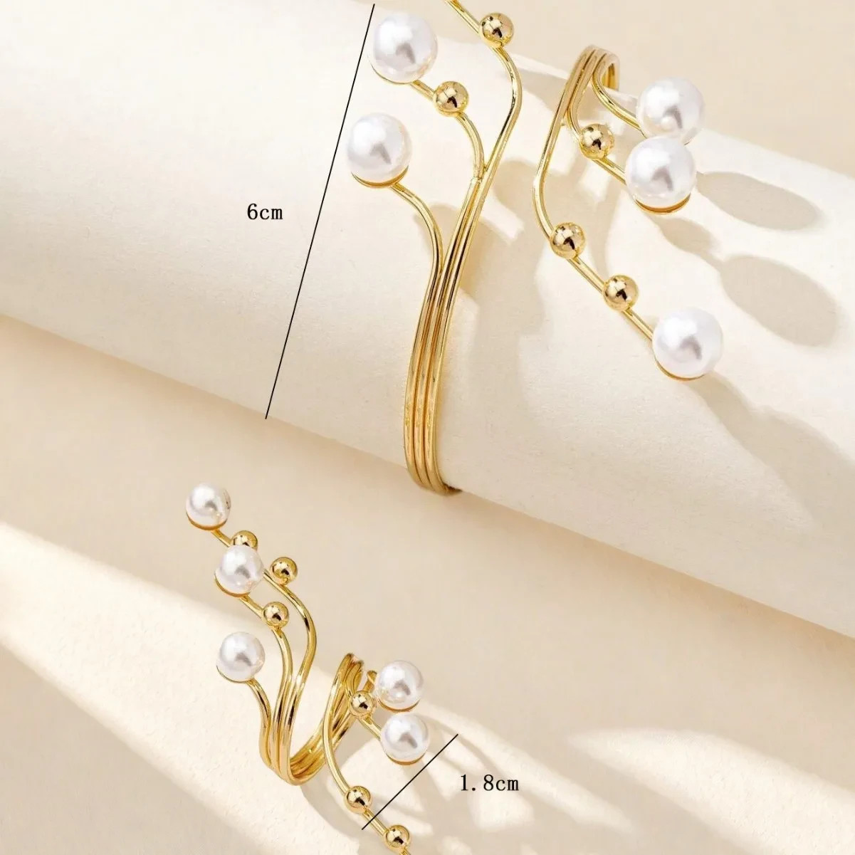 Geometric Imitation Pearl Ring Bracelet Set for Women Girls Fashion Jewelry