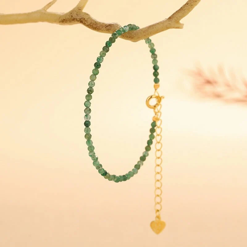2.5mm Green Emerald Beads Healing Dainty Women Bracelet May Birthstone Gift