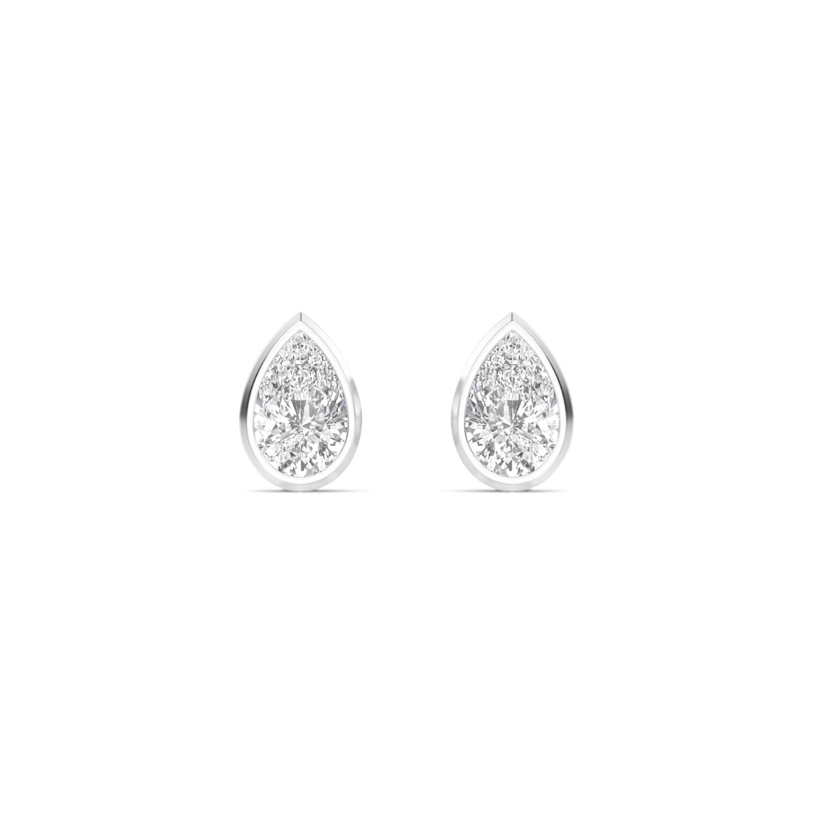 10k white gold pear lab grown diamond bezel teardrop stud earrings 0.50-1.00 Ctw