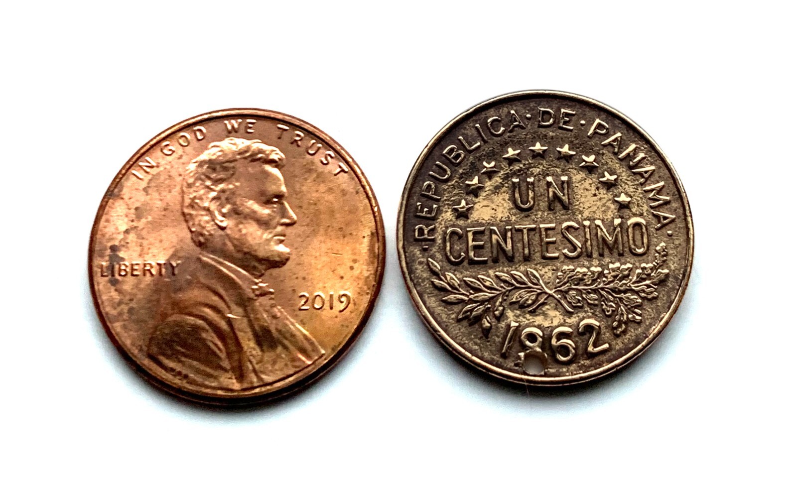 Panama Centavo coin earrings Urraca warrior Ciudad de Panamá Casco Viejo e000602