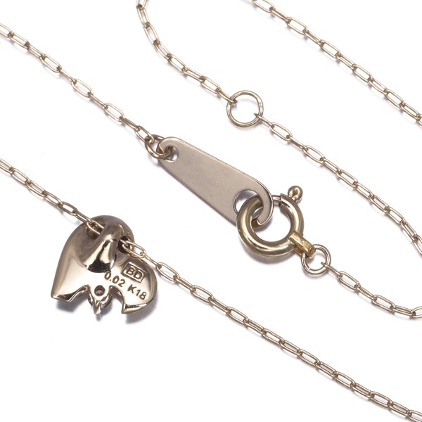 Auth KASHIKEY Necklace Brown Diamond 0.02ct Heart Solitaire 18K BG