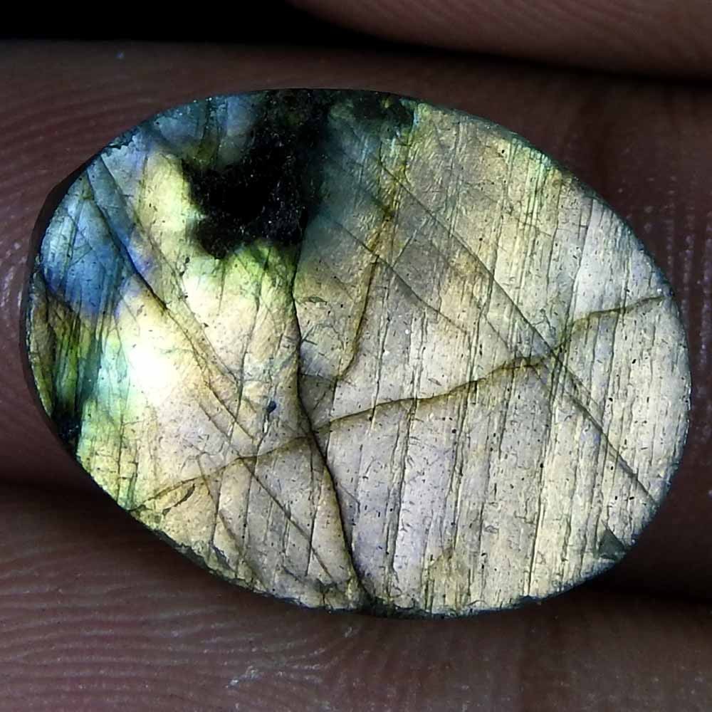14.45Cts100%Natural Blue Cut Power Labradorite Oval Cabochon Loose Gemstone