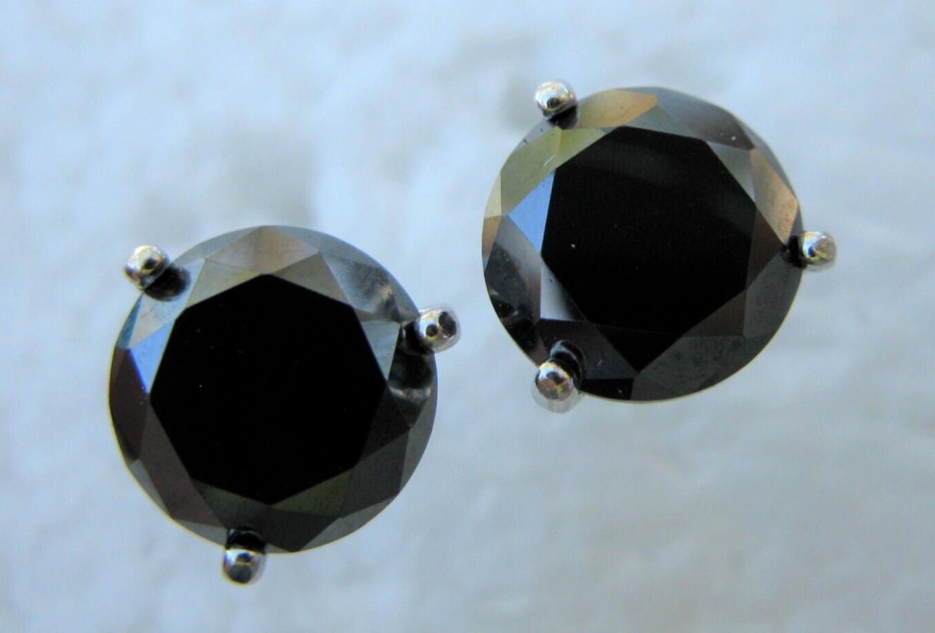 3.85ctw SCREW BACK 100% REAL BLACK DIAMOND EARRINGS,CERTIFICATE,FREE DIA TESTER
