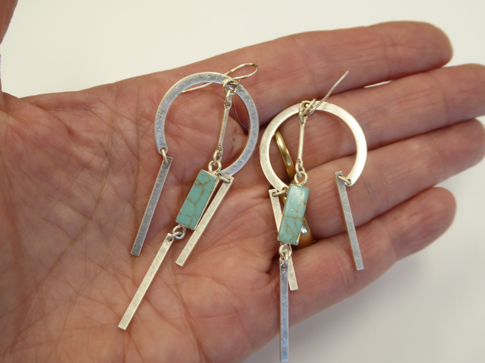 Scout Curated Faux Turquoise Sterling over Brass Dangle Earrings NOS