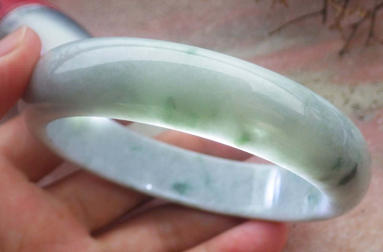 Video Certified Green Burma A JADE Jadeite Circle Bangle Bracelet 61 mm 404923
