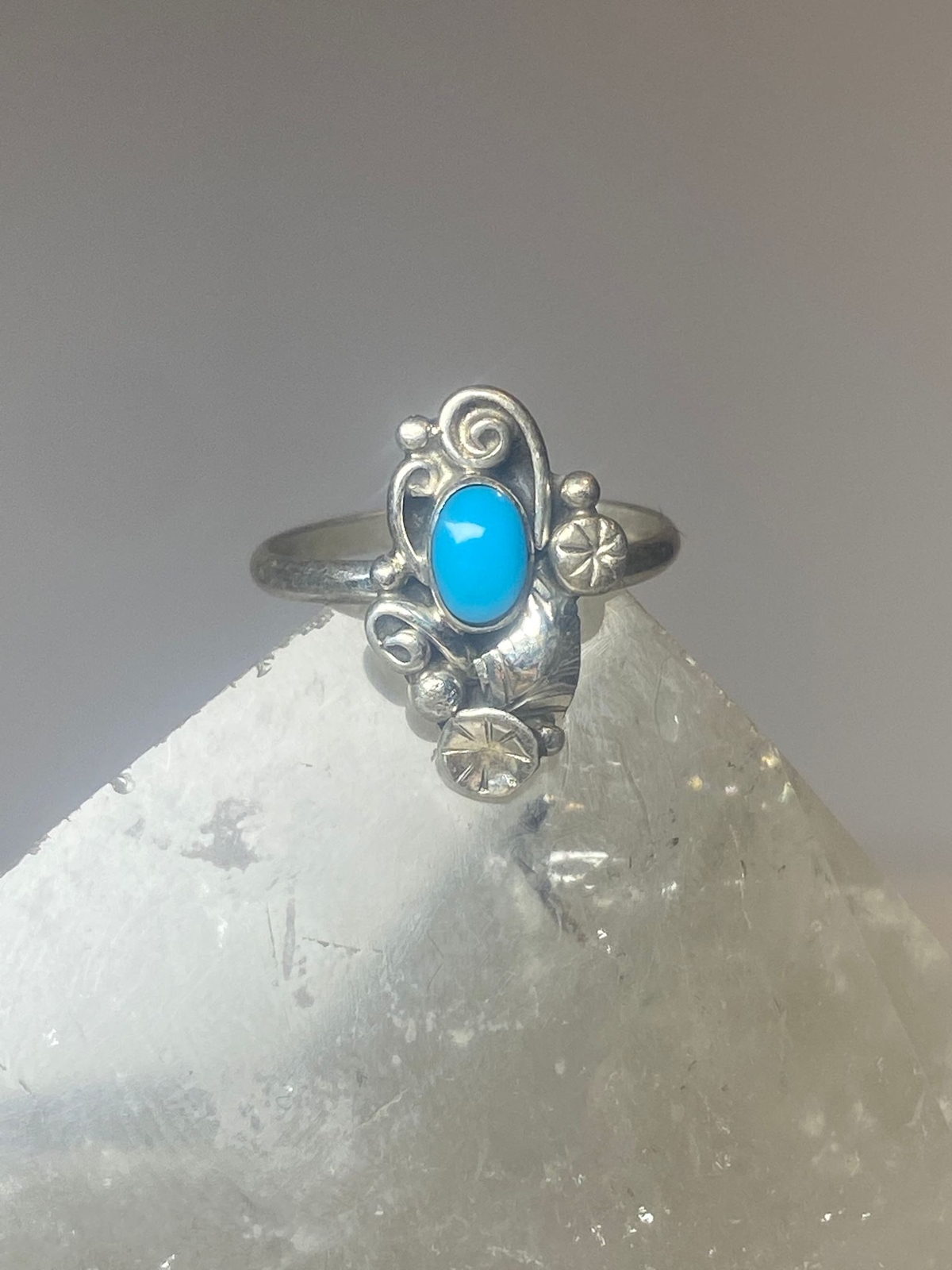 Turquoise ring southwest pinky floral leaves blossom baby children women girls
