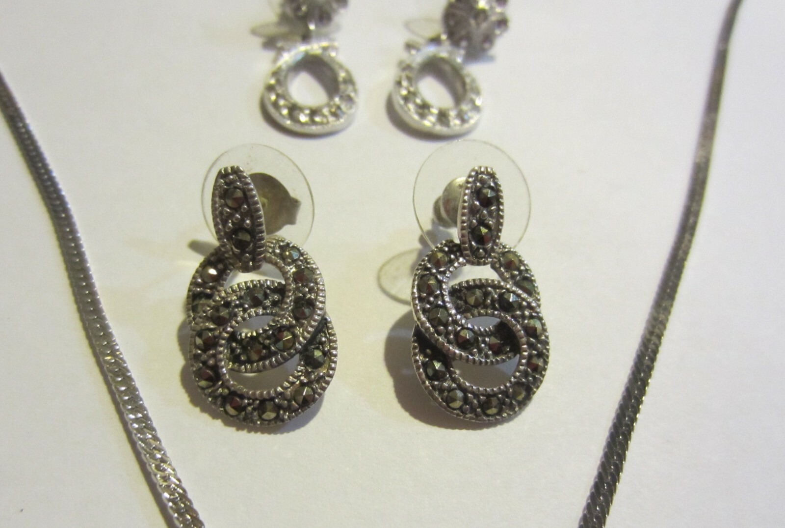 Sterling Silver Marcasite Necklace & Earring set