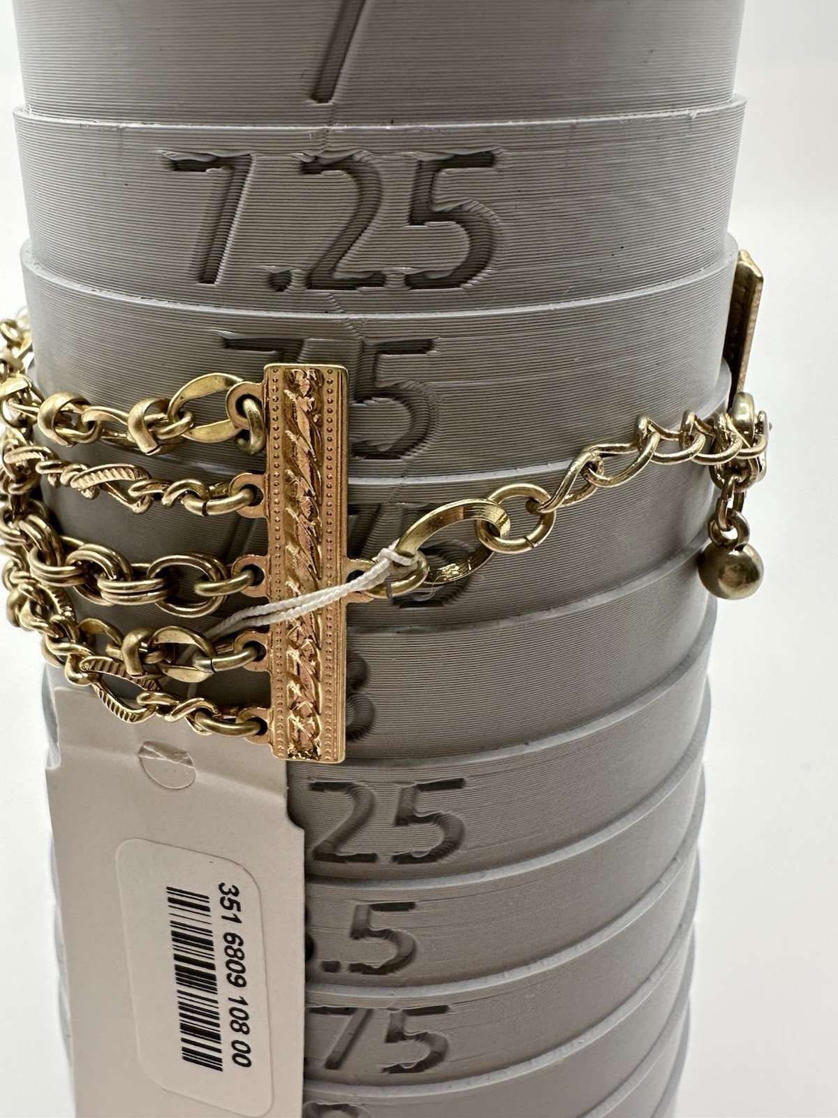 NWT LYDELL NYC Gold Tone Multi Strand Chain Bracelet With Acrylic Pearls Size 8