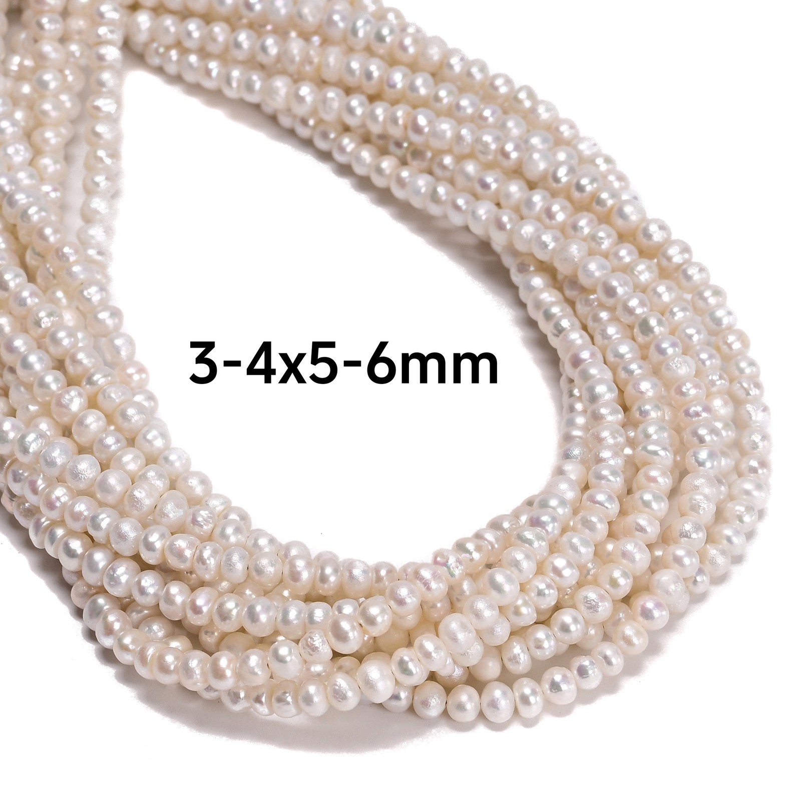 Natural White Fresh Water Pearl Rondelle Beads Size 2x3mm 3x5mm 4x6mm 15”Strand