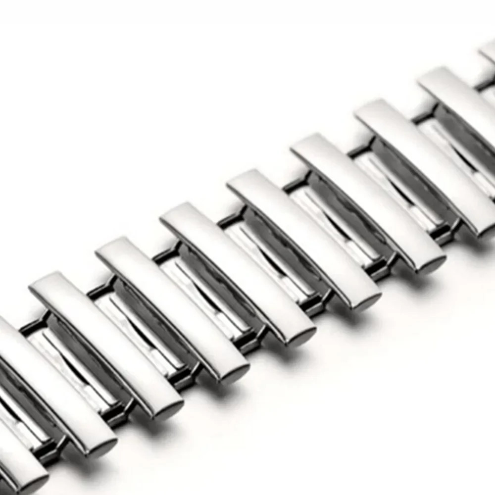12 14 16 18 20 22mm Stainless Steel Elastic Strap Polished Band Metal