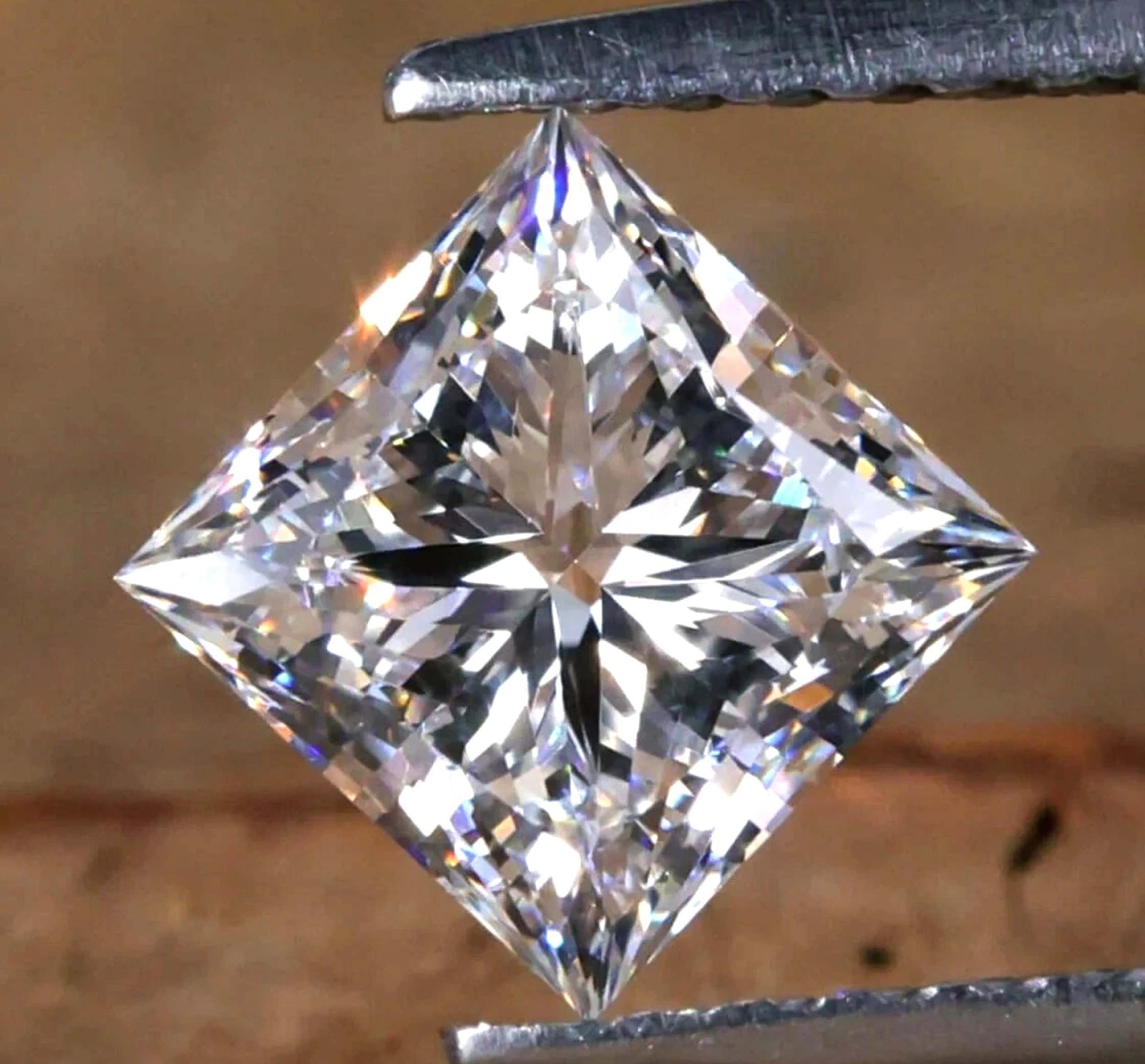 3.2 Ct Lab Grown Diamond Princess Shape Certified D Color VVS1 IGL Gemstone 6AHO