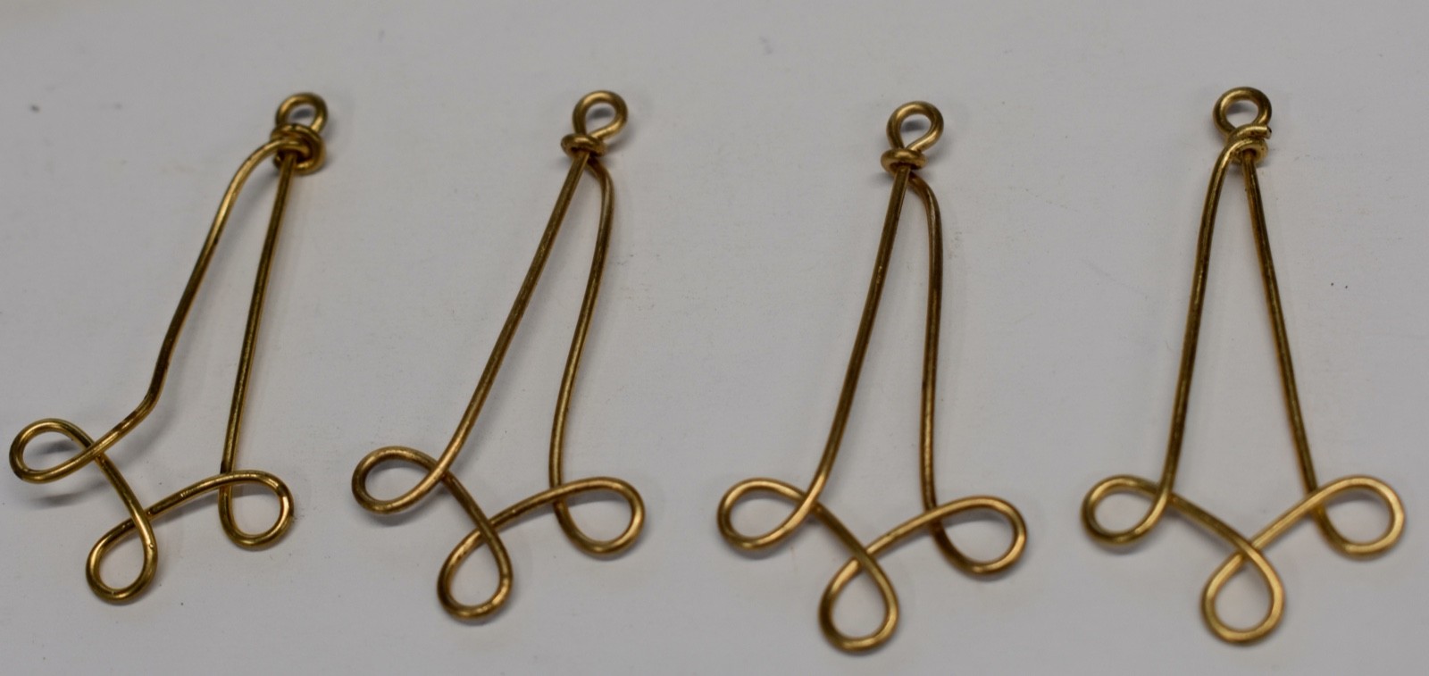 VINTAGE 4 WIRE WRAP EARRING PENDANT BALES * BRASS * 1 3/4 inch drop