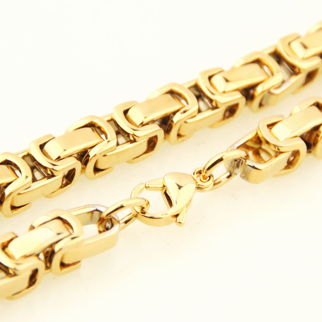 Cool 7″-40″ Men’s Stainless Steel Real Gold Plated Byzantine Link Chain Necklace