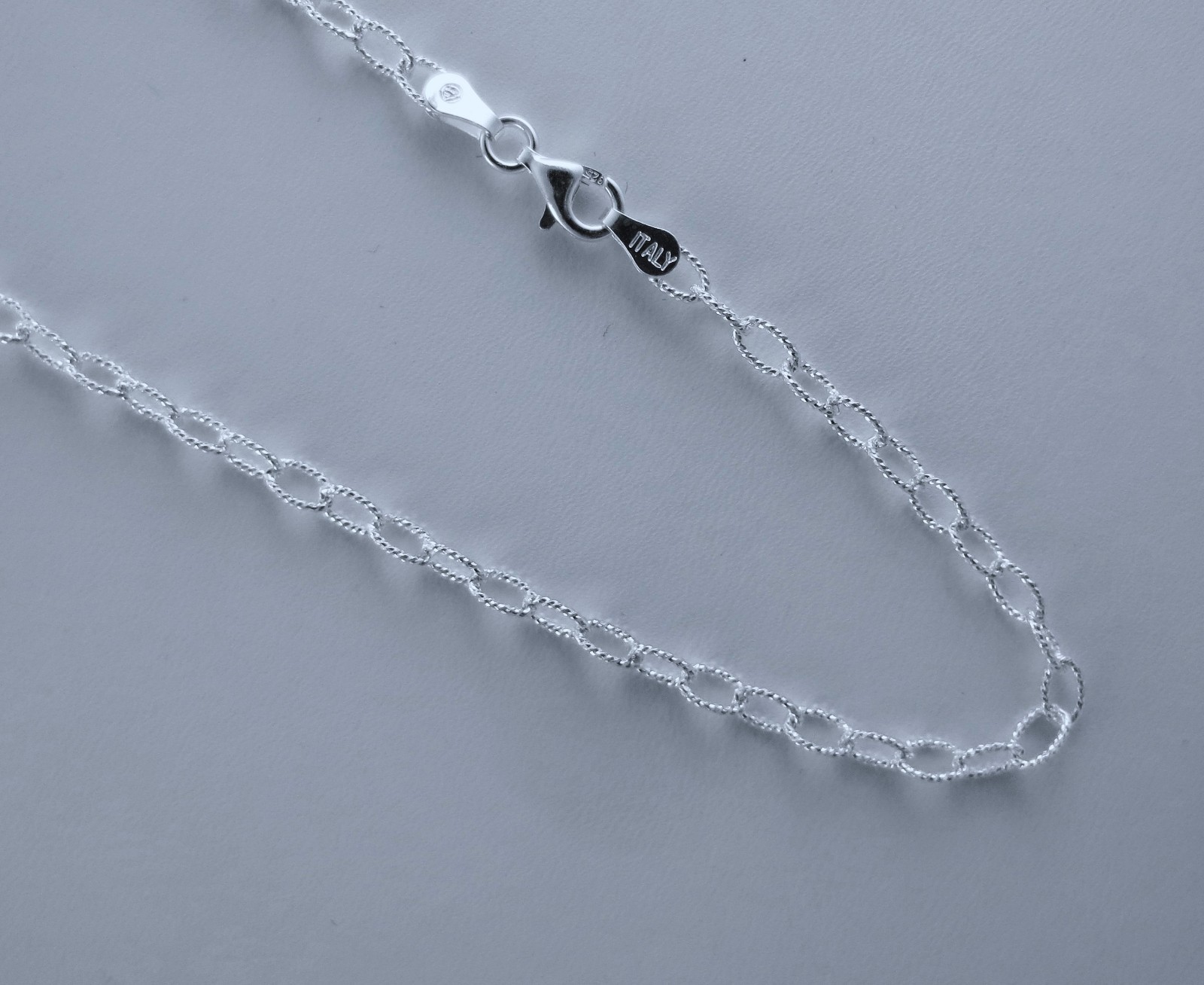 Rolo Style, D/C Oval Link Chain .925 Sterling Silver Italian. 7,8,16,18,20 inch.