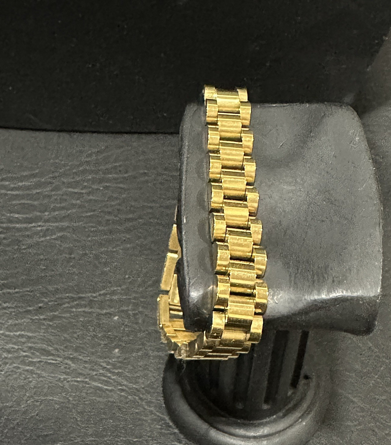 Stainless Steel Gold Tone Watch Style Link Bracelet Stackable Sz 6.75