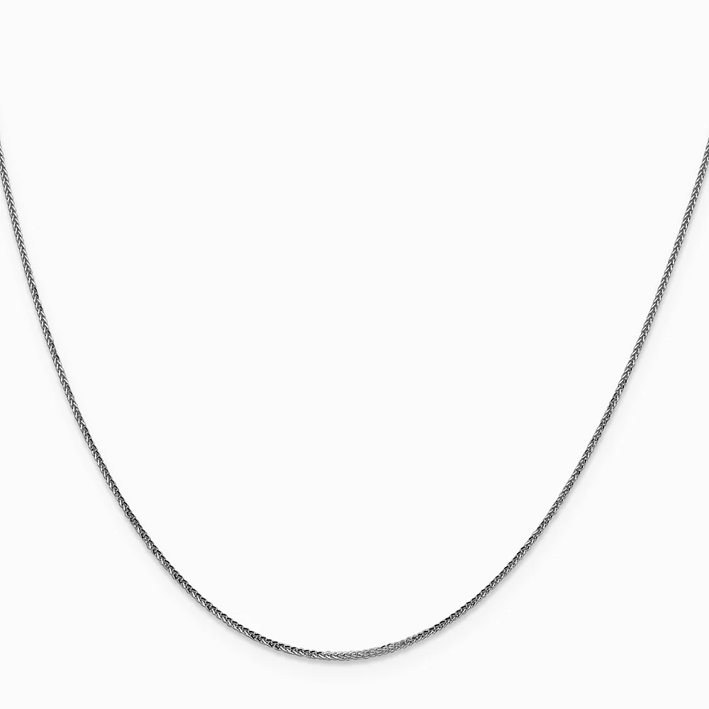 14K White Gold .8mm Diamond-Cut Quadra Wheat Chain Necklace 16″-24″