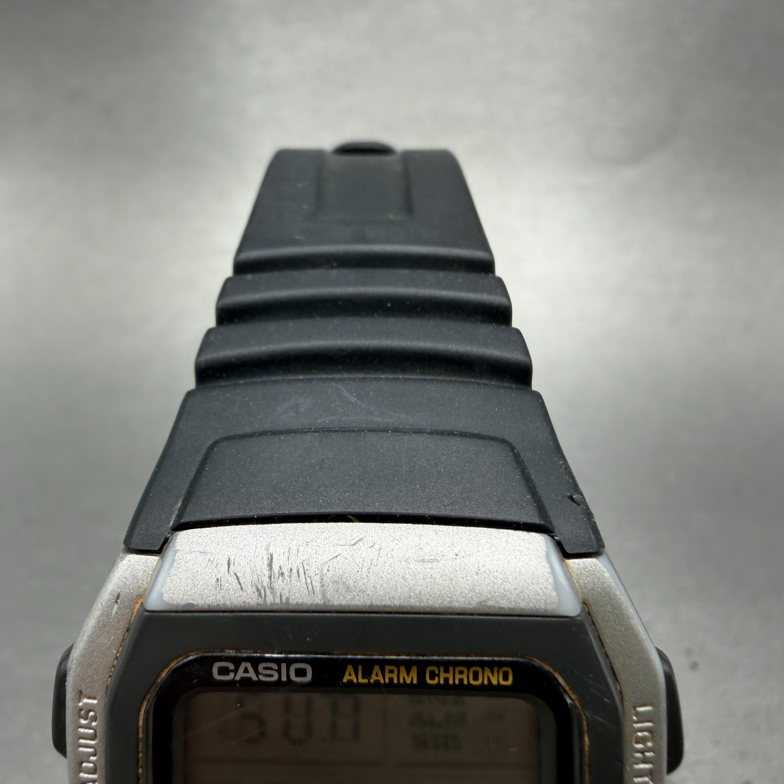 Casio W-96H Watch Men 35mm Silver Black Alarm Chrono Rectangle New Battery JP